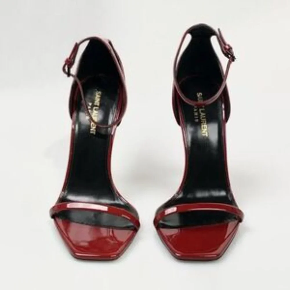 NIB Saint Laurent Opyum 110 in Patent Leather Heeled Sandal Red - Picture 8 of 15